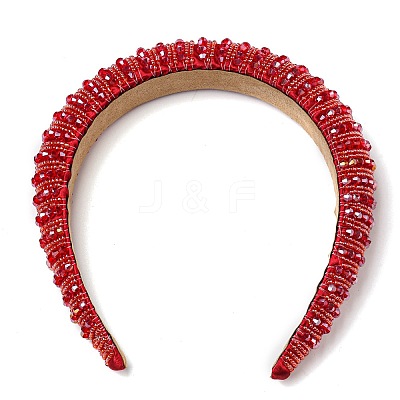 Bling Bling Glass Beaded Hairband OHAR-PW0007-26R-1