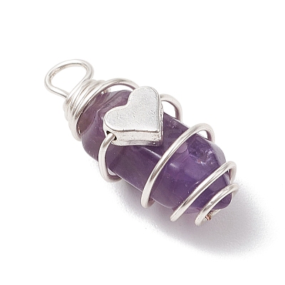 Bullet Shape Gemstone Pendants PALLOY-JF03215-1