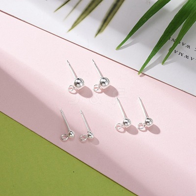 30Pcs 3 Size 304 Stainless Steel Ball Stud Earring Post STAS-LS0001-06S-1