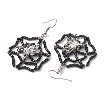 Handmade Seed Beads Dangle Earrings EJEW-MZ00142-1