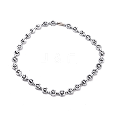 Synthetic Hematite & Brass Column Beaded Necklace with Magnetic Clasps NJEW-G047-01A-1