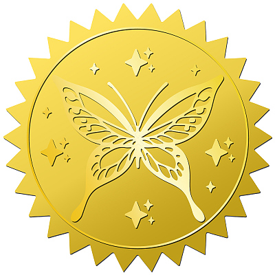 12 Sheets Self Adhesive Gold Foil Embossed Stickers DIY-WH0451-036-1