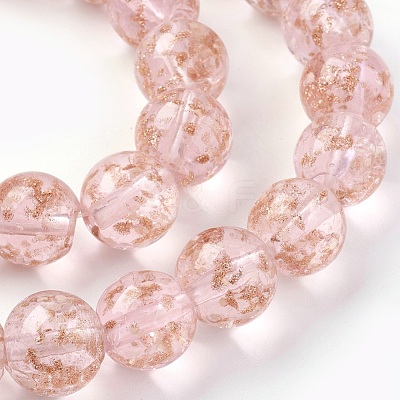 Handmade Gold Sand Lampwork Beads Strands LAMP-P051-L08-10mm-1