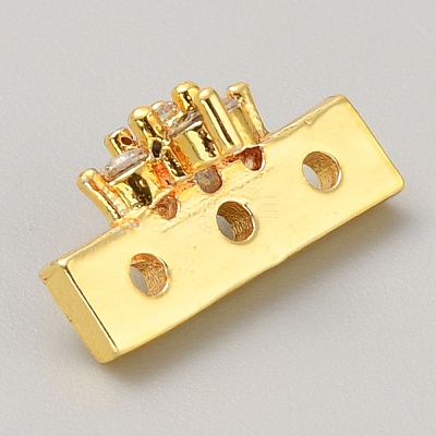 Brass Pave Clear Cubic Zirconia Connector Charms LS-KK-WH0081-22A-G-1