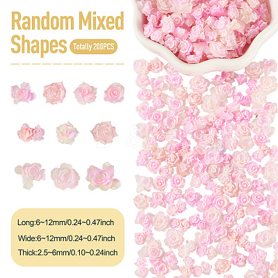 200Pcs Flower & Butterfly Resin Cabochons CRES-TA0001-89F-1