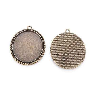 Tibetan Style Zinc Alloy Pendant Cabochon Settings X-TIBEP-M004-11AB-NR-1