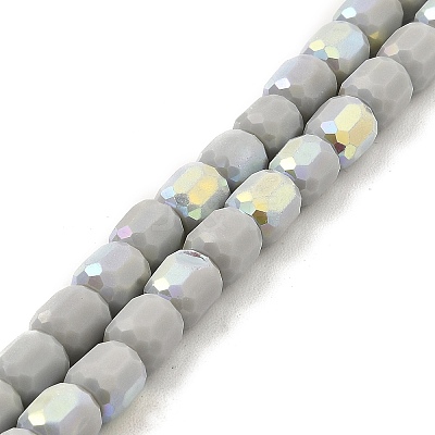 Frosted Imitation Jade Glass Beads Strands GLAA-P058-08A-01-1