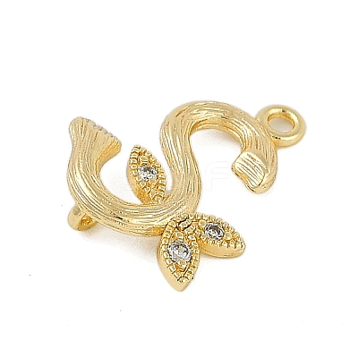 Brass Crystal Rhinestone Letter Links Connector Charms KK-S395-06G-S-1
