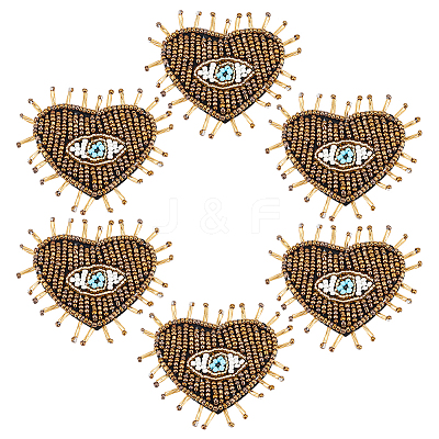 Heart with Evil Eye Cloth Patches LS-PATC-WH0007-02-1