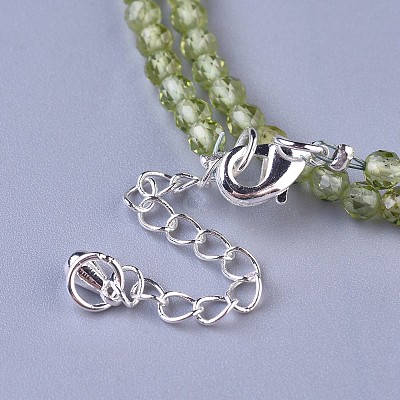 Natural Peridot Beaded Necklaces NJEW-K114-A-A17-1