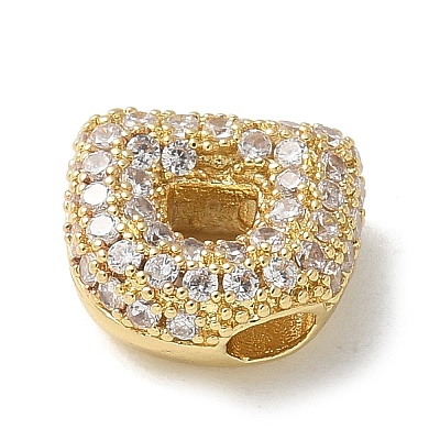 Brass Micro Pave Cubic Zirconia Beads KK-P290-61G-D-1
