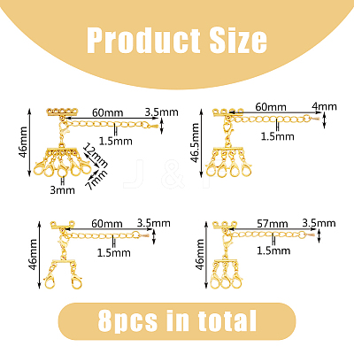 8Pcs 8 Styles Tibetan Style Alloy Lobster Claw Claps AJEW-DC0001-25-1