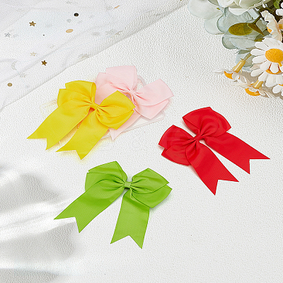 4Pcs 4 Colors Bowknot Polyester Alligator Hair Clips for Women Girls OHAR-LP0001-37-1