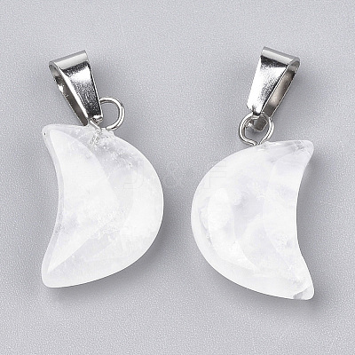 Moon Natural Quartz Crystal Pendants X-G-Q369-04-1