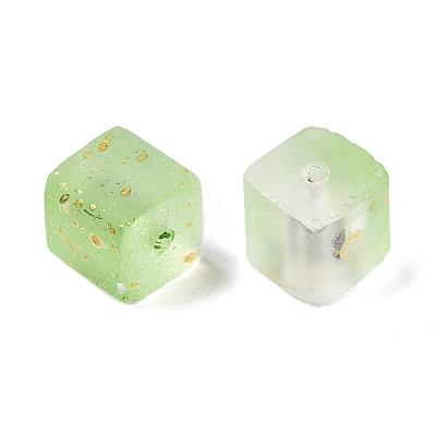 Frosted Glass Beads with Golden Glitter Powder DGLA-NH001-8mm-01D-1