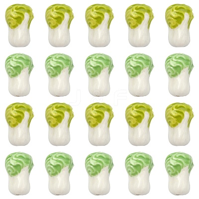 20Pcs 2 Colors Famille Rose Porcelain Beads PORC-CJ0001-15-1