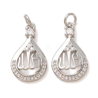 Brass Micro Pave Clear Cubic Zirconia Pendants CU-CBA2907-05B-P-1