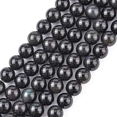 Natural Obsidian Bead Strands G-R173-8mm-02-1