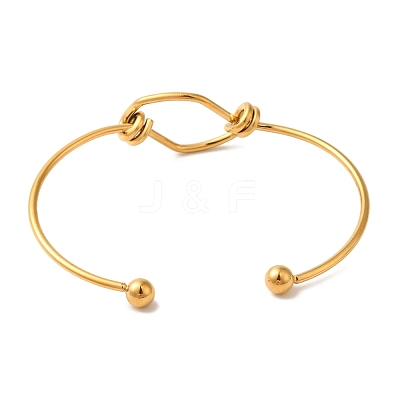 Ion Plating(IP) 304 Stainless Steel Open Cuff Bangles for Women BJEW-Z071-02G-1