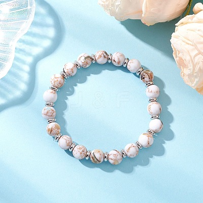 Sea Shell & Synthetic Turquoise Assembled Beads Stretch Bracelets for Men Women BJEW-JB12125-02-1
