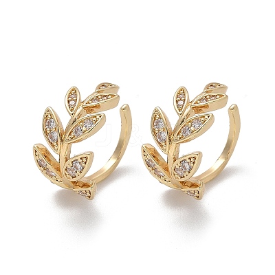 Brass Micro Pave Clear Cubic Zirconia Cuff Earrings EJEW-I249-11G-1