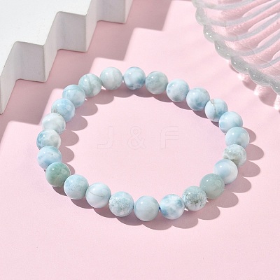 Round Natural Hemimorphite Beaded Stretch Bracelets for Men Women BJEW-B136-01B-1