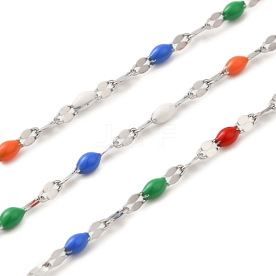 304 Stainless Steel Enamel Oval Dapped Chains CHS-G037-01P-1