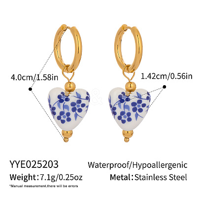 Stainless Steel Ceramic Hoop Earrings AZ9482-5-1