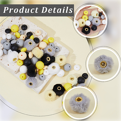 20Pcs 5 Colors Imitation Mink Fur European Beads FIND-PA0001-62A-1