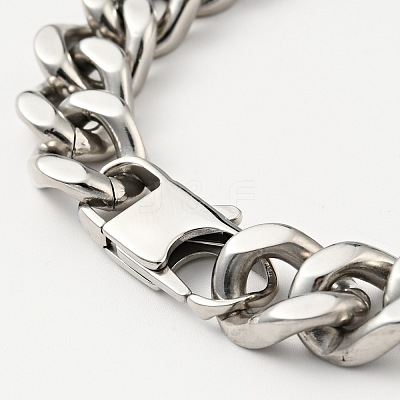 Non-Tarnish 201 Stainless Steel Curb Chain Bracelet Hand Polished for Men Women BJEW-H550-06A-P-1