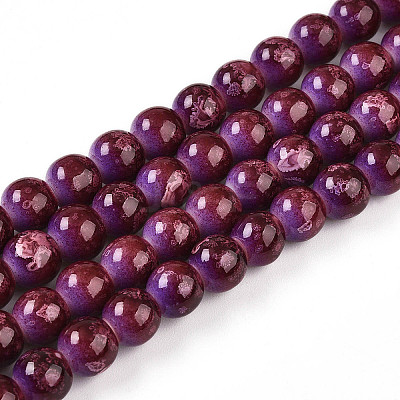 Baking Paint Glass Beads Strands DGLA-N008-8mm-04-1