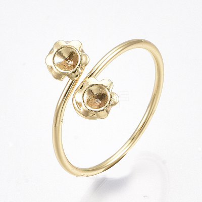 Brass Finger Ring Rhinestone Settings X-KK-S350-409G-1