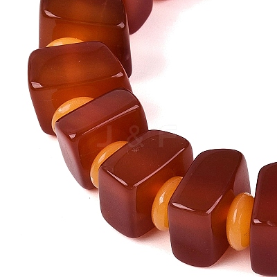 Natural Agate(Dyed & Heated) Square and Rondelle Resin Beaded Stretch Bracelets for Unisex BJEW-Q101-02A-1