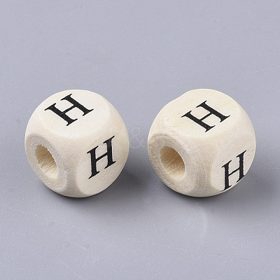 Printed Natural Wood Beads WOOD-T026-001H-1