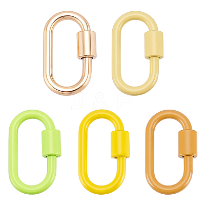 5Pcs 5 Styles Baking Paint Alloy Screw Locking Carabiners FIND-DR0002-38-1