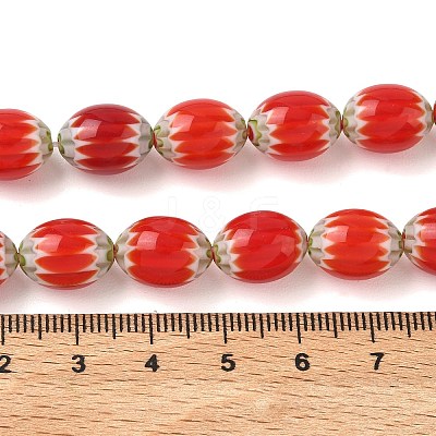 Handmade Millefiori Glass Oval Bead Strands LK-Z001-01A-01-1