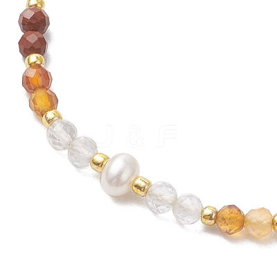 Adjustable Natural Carnelian & Red Jasper & Quartz Crystal Braided Bead Bracelets for Women BJEW-JB11619-01-1