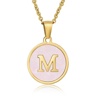 Natural Shell Initial Letter Pendant Necklace LE4192-3-1