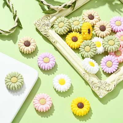20Pcs Daisy Food Grade Eco-Friendly Silicone Focal Beads SIL-CJ0001-07-1
