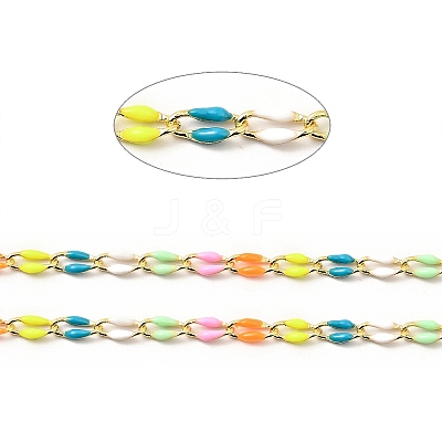 3.28 Feet Brass Enamel Curb Chains X-CHC-C003-13G-01-1