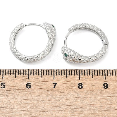 Brass Green Cubic Zirconia Hoop Earrings EJEW-Q016-12P-1