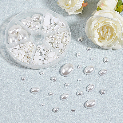 Eco-Friendly Plastic Imitation Pearl Cabochons MACR-PH0001-13-1