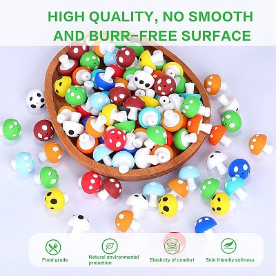 20Pcs Mushroom Silicone Focal Beads JX901F-1
