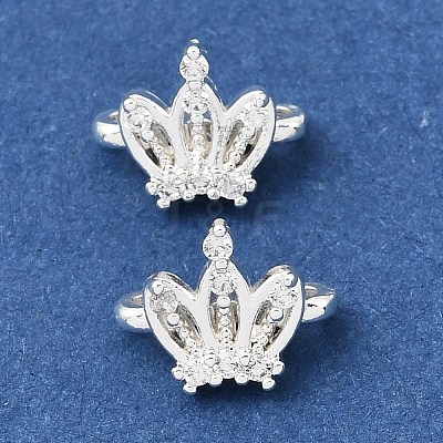 Brass Micro Pave Clear Cubic Zirconia 2-Loop Crown Spacer Bars KK-C258-16S-1