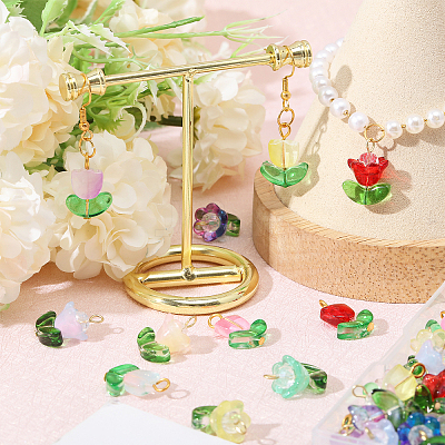 78Pcs 14 Styles Glass Pendants PALLOY-CA00003-1