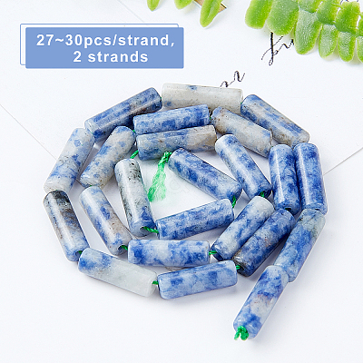 2 Strands Natural Blue Spot Jasper Beads Strands G-OC0001-87-1