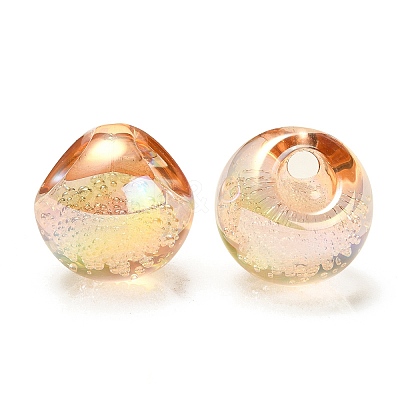 UV Plating Rainbow Iridescent Acrylic Beads OACR-G012-06G-1