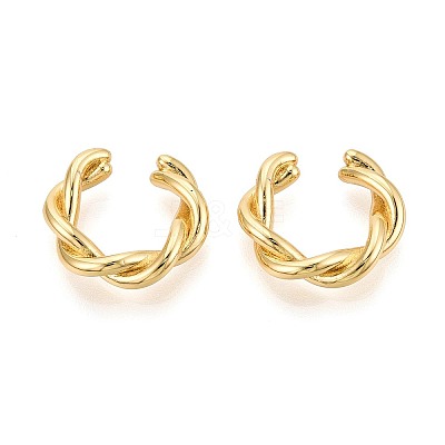 Twist C-Shaped Brass Cuff Earrings EJEW-T049-01G-1