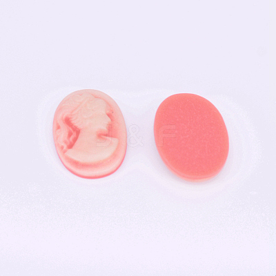 Resin Cameo Lady Head Cabochons CRES-WH0002-01E-1