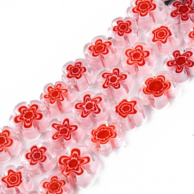 Handmade Millefiori Glass Bead Strands LAMP-N029-017D-21-1
